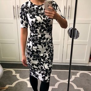 B&W Floral Cross Back Dress